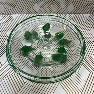 🔥FINAL SALE🔥Vintage Annie Glass Hand Blown Dessert Plates Set of 4 Leaves Signed